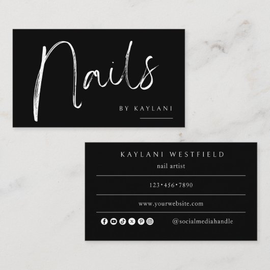 Boho-Bürstennägel Visitenkarte Nageldesignerin (Vorne/Hinten)