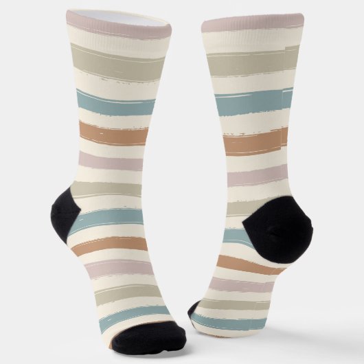 Boho-Bürstenstreifen Nahtloses Erdtön Socken (Gewinkelt)