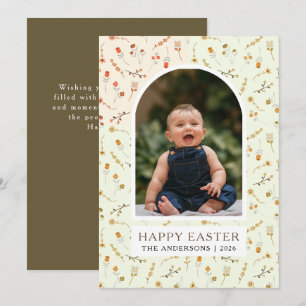 Boho-Butter-Blumenwiese-Oster-Familienfoto Feiertagskarte