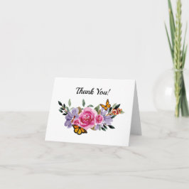 Boho Butterfells Floral Watercolor Rustic Dankeskarte