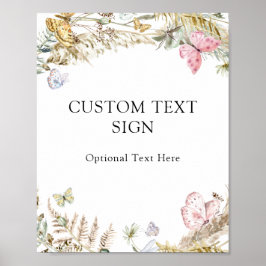 Boho Butterfets Benutzerdefiniertes Textzeichen Poster