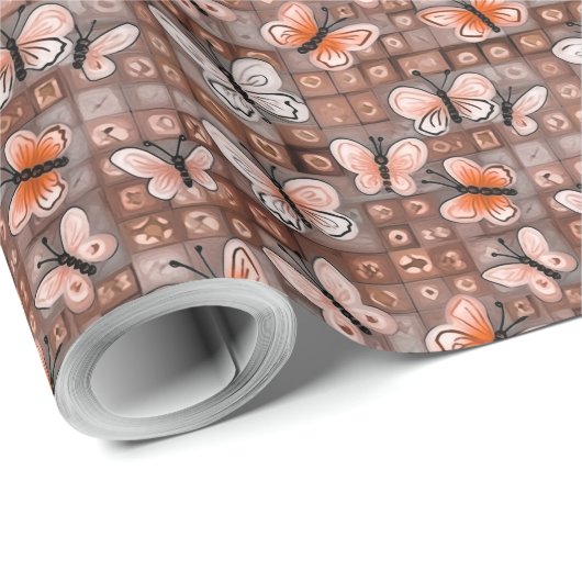 Boho Butterflies Boho Style Pattern Geschenkpapier (Rolleneckpunkt)