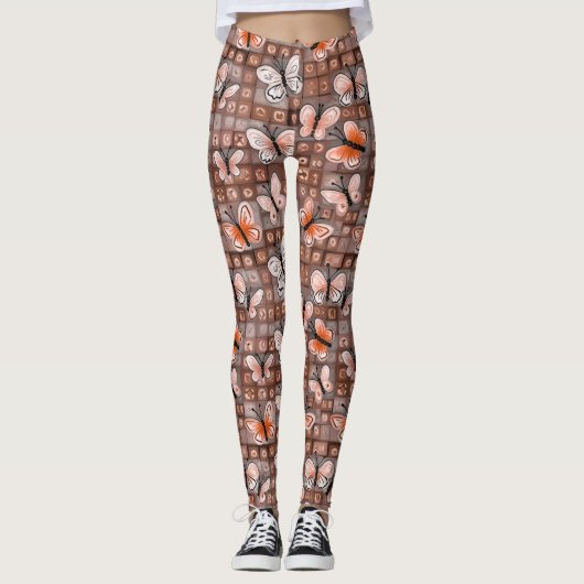 Boho Butterflies Boho Style Pattern Leggings (Vorderseite)