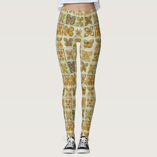 Boho Butterflies Boho Style Pattern Leggings (Vorderseite)