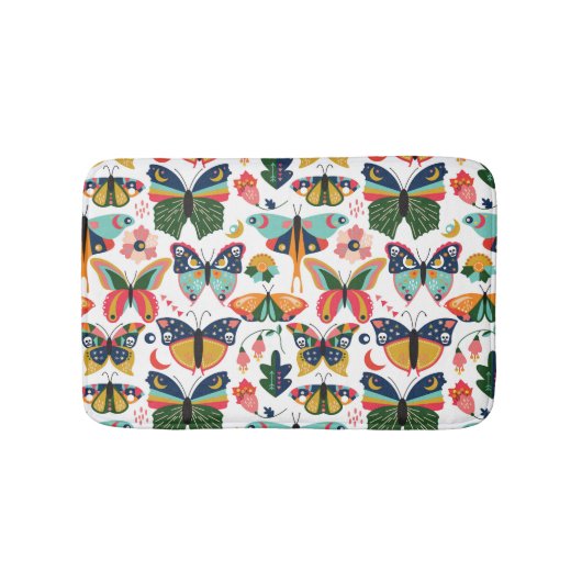 Boho Butterflies: Nahtloses Tapetenmuster. Badematte (Vorderseite)