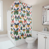 Boho Butterflies: Nahtloses Tapetenmuster. Duschvorhang (Beispiel)