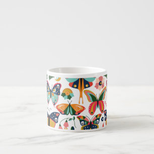 Boho Butterflies: Nahtloses Tapetenmuster. Espressotasse