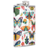 Boho Butterflies: Nahtloses Tapetenmuster. Flachmann (Rechts)