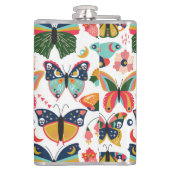Boho Butterflies: Nahtloses Tapetenmuster. Flachmann (Rückseite)