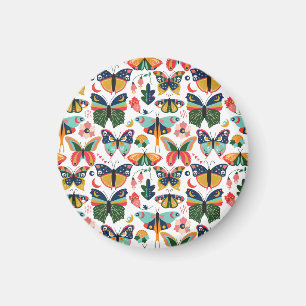 Boho Butterflies: Nahtloses Tapetenmuster. Magnet