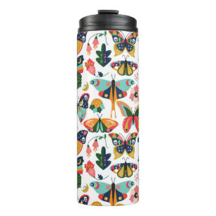 Boho Butterflies: Nahtloses Tapetenmuster. Thermosbecher