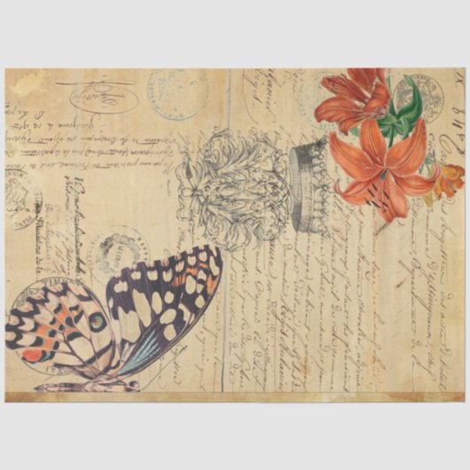Boho Butterfly 18lb Decoupage-Blatt Seidenpapier (Vorderseite)