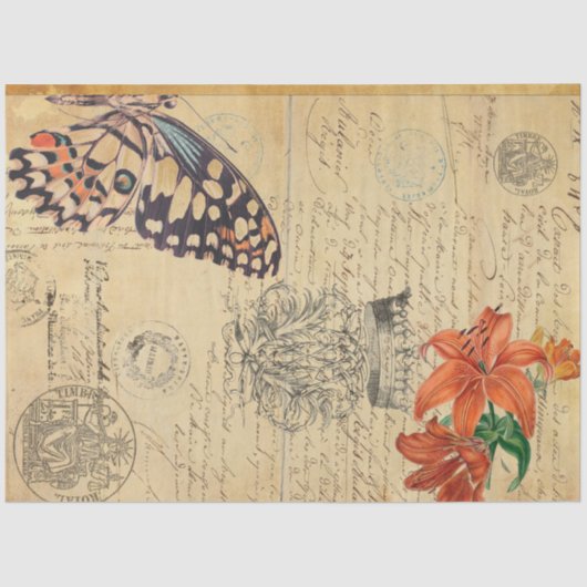 Boho Butterfly 18lb Decoupage Sheet Seidenpapier (Vorderseite)