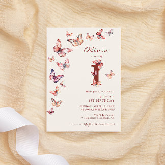 Boho Butterfly 1. Geburtstag Einladung