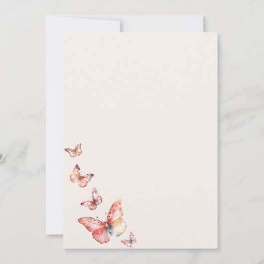 Boho Butterfly 1. Geburtstag Einladung (Rückseite)