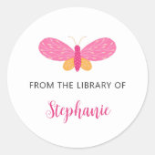 Boho Butterfly aus der Bibliothek des Buchaufklebe Runder Aufkleber (Vorderseite)