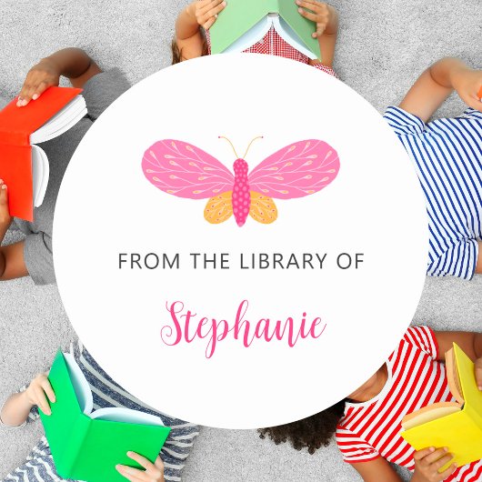 Boho Butterfly aus der Bibliothek des Buchaufklebe Runder Aufkleber