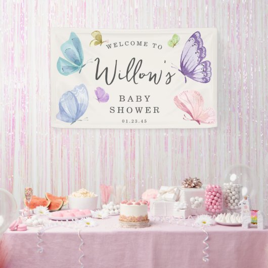 Boho Butterfly Baby Dusche Begrüßungsbanner Banner (Party)