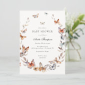 Boho Butterfly Baby Dusche Einladung (Stehend Vorderseite)