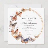 Boho Butterfly Baby Dusche Einladung (Vorderseite)