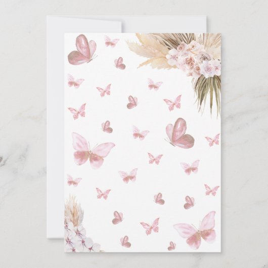 Boho Butterfly Baby Dusche Einladung (Rückseite)