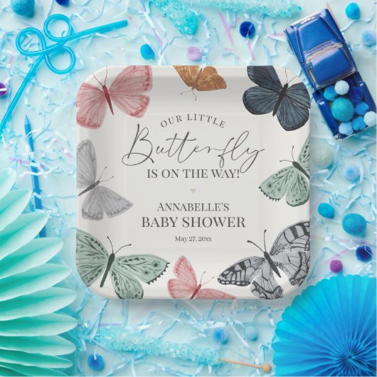 Boho Butterfly Baby Duschgeschirr Pappteller (Party)