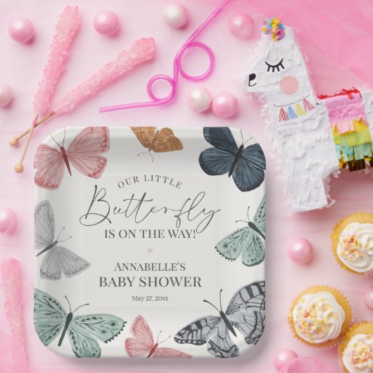 Boho Butterfly Baby Duschgeschirr Pappteller (Party)