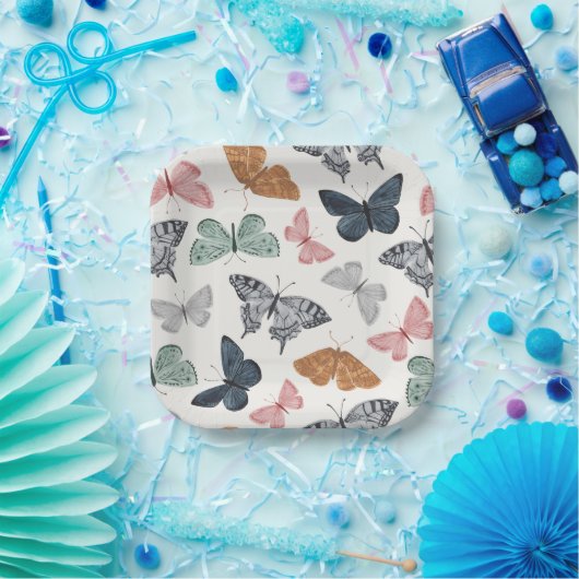 Boho Butterfly Baby Duschgeschirr Pappteller (Party)