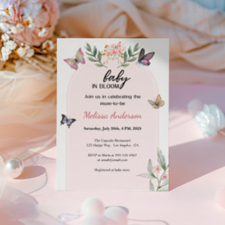 Boho Butterfly Baby in Bloom Baby Dusche Einladung