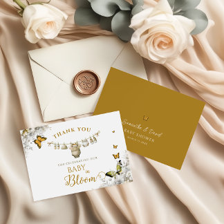 Boho Butterfly Baby in Bloom Dankeskarte
