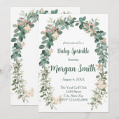 Boho Butterfly Baby Sprinkle Invitation Sage Green Einladung (Vorne/Hinten)