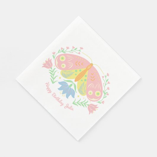 Boho Butterfly Birthday Serviette (Ecke)