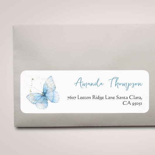 Boho Butterfly Blue Floral Boy Baby Shower Address