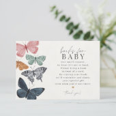 Boho Butterfly Books für eine Baby-Einladung Begleitkarte (Stehend Vorderseite)