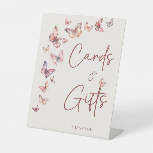 Boho Butterfly Brautparty Karten & Geschenke Sockelschild (Vorderseite)