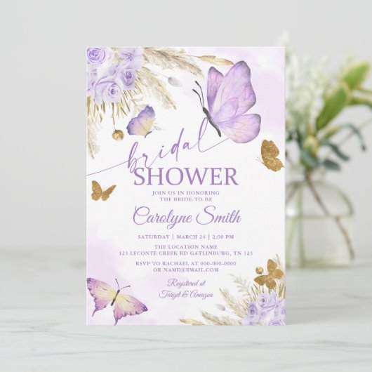 Boho Butterfly Bridal Dusche Einladung (Stehend Vorderseite)