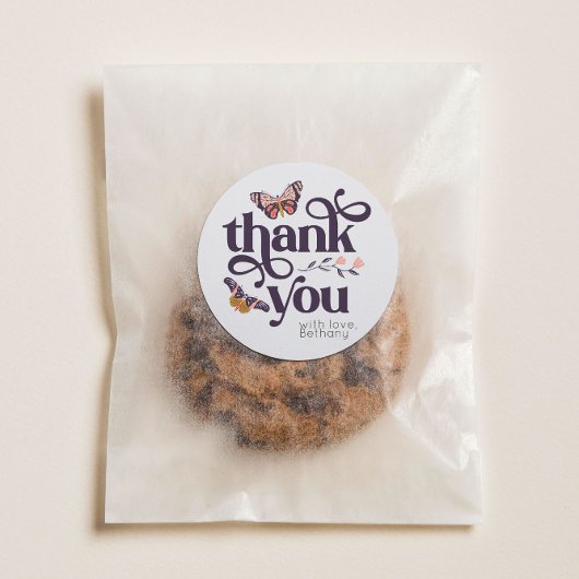 Boho Butterfly Danke Runder Aufkleber