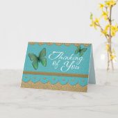 Boho Butterfly Denken Sie an Handmade Look Note Karte (Gelbe Blume)