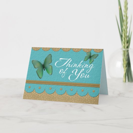 Boho Butterfly Denken Sie an Handmade Look Note Karte (Vorderseite)