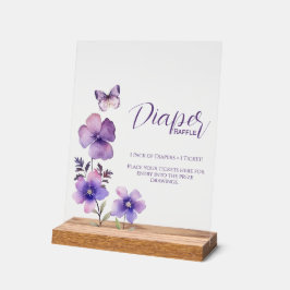 Boho Butterfly Diaper Raffle Girl Baby Dusche Acrylschild