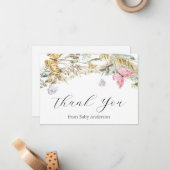 Boho Butterfly Dusche Danke, Note Card Mitteilungskarte (Vorderseite/Rückseite Beispiel)