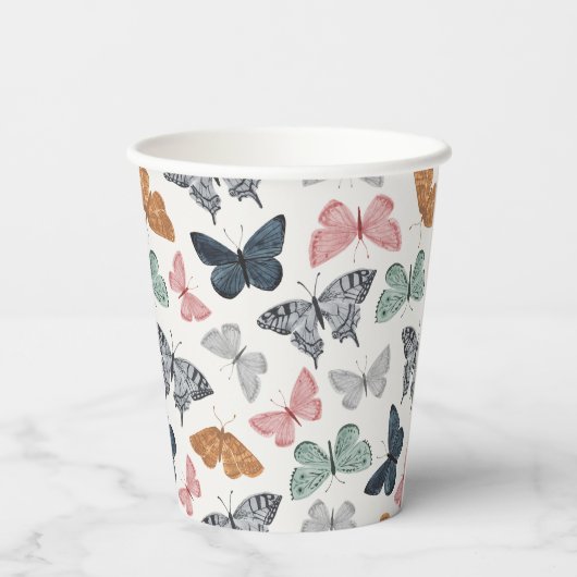 Boho Butterfly Dusche Party Geschirr Geschirr Cup Pappbecher (Rückseite)