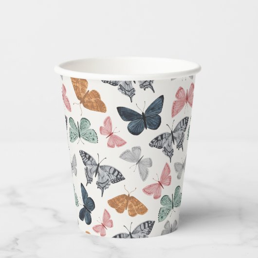 Boho Butterfly Dusche Party Geschirr Geschirr Cup Pappbecher (Vorderseite)