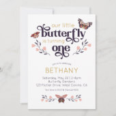 Boho Butterfly Einladung zum ersten Geburtstag (Vorderseite)
