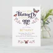 Boho Butterfly Einladung zum ersten Geburtstag (Stehend Vorderseite)