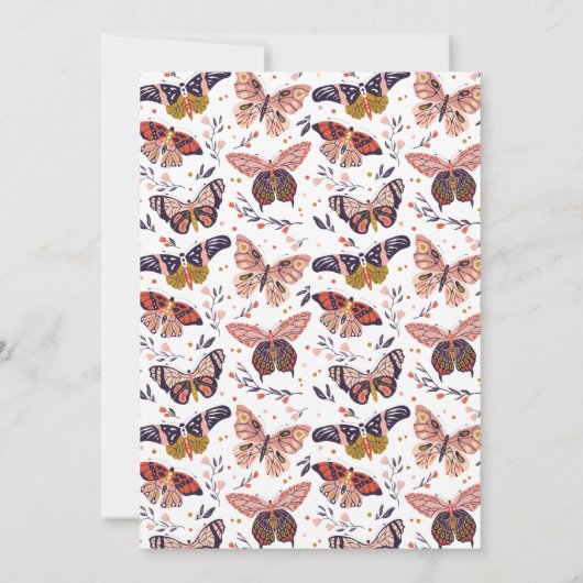 Boho Butterfly Einladung zum ersten Geburtstag (Rückseite)