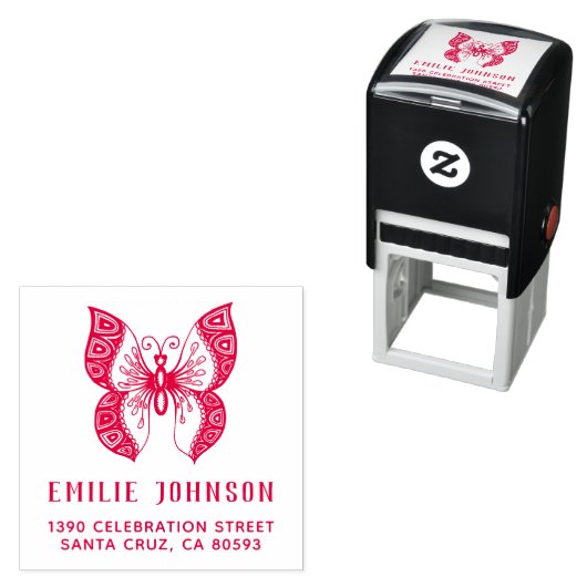 Boho Butterfly | Elegante Name Rücksendeadresse Permastempel (Beispiel)