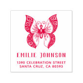 Boho Butterfly | Elegante Name Rücksendeadresse Permastempel (Design)