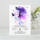 Boho Butterfly Fairy Birthday Delight Einladung (Stehend Vorderseite)