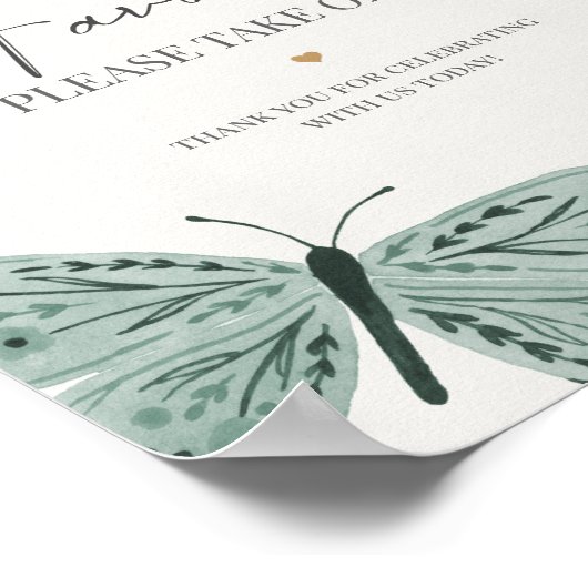 Boho Butterfly Favoriten Party Sign Poster (Ecke)